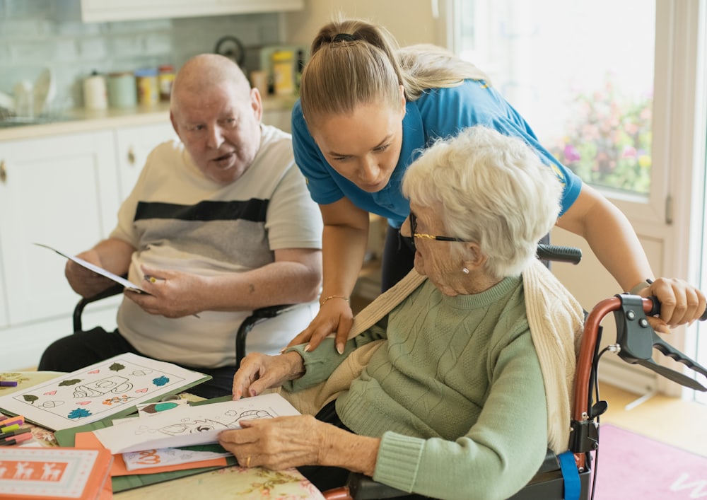 Caregiver providing attentive, hands-on assistance